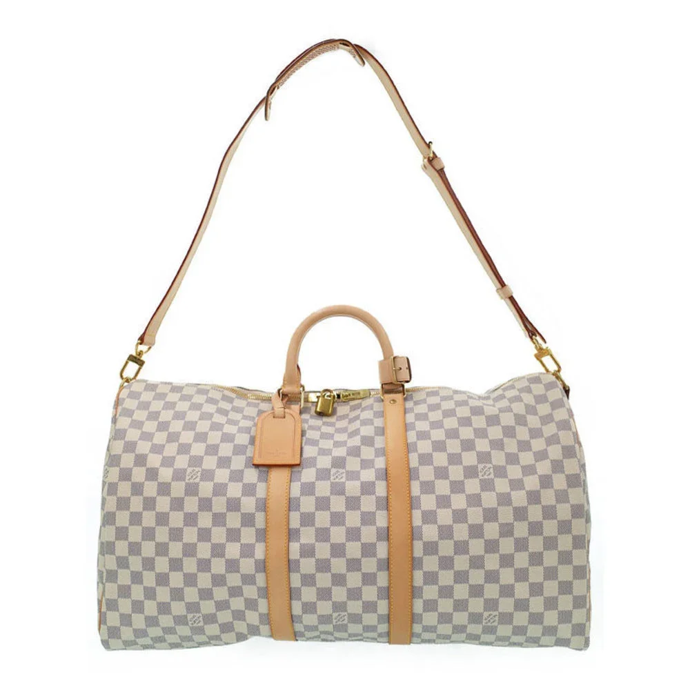 Louis Vuitton Keepall Bandouliere Damier Azur 2WAY Bag White